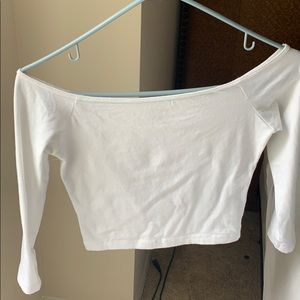 Hollister white long sleeve off the shoulder crop